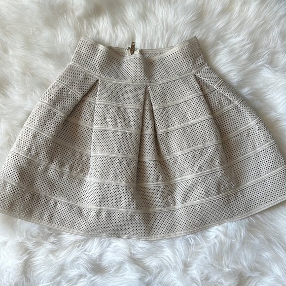 Dresses & Skirts - Beige Pleated Textured Mini